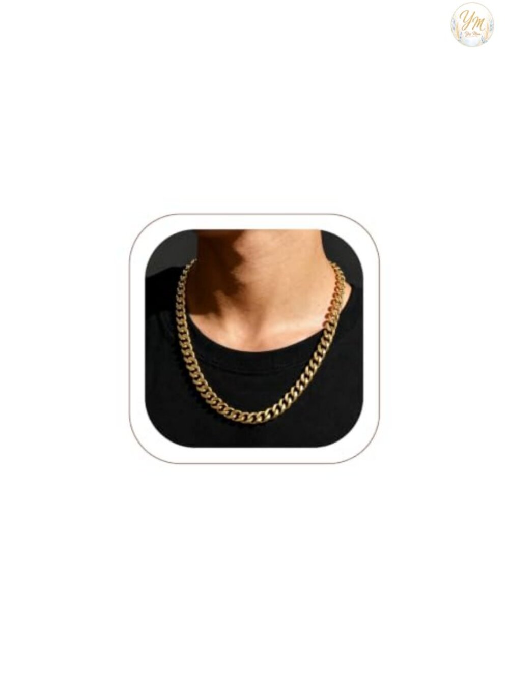 Stainless Steel Cuban Link Chain Necklace 14K Gold Plated Lobster Clasp